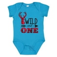 thumbnail image 1 of Inktastic Plaid Deer Wild and 1 with Arrow Boys or Girls Baby Bodysuit, 1 of 5