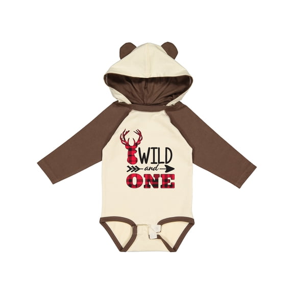 Inktastic Plaid Deer Wild and 1 with Arrow Boys or Girls Long Sleeve Baby Bodysuit
