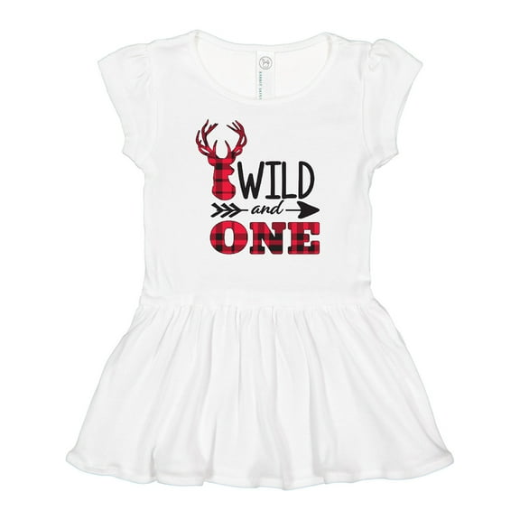 Inktastic Plaid Deer Wild and 1 with Arrow Girls Baby Dress