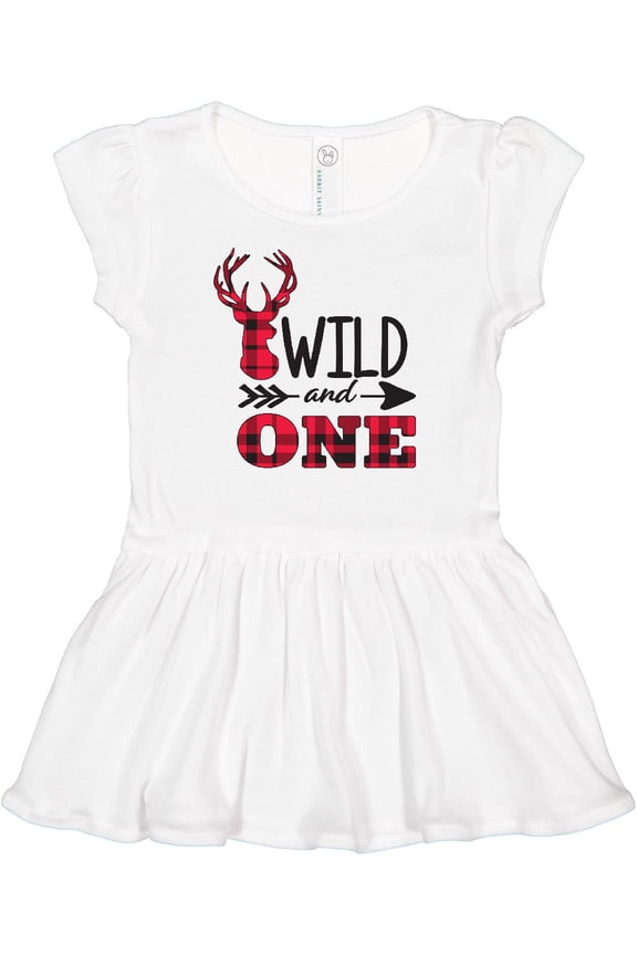 Plaid Deer Wild and 1 with Arrow Girls Baby Dress