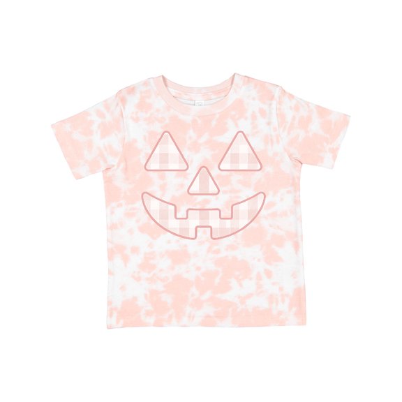 Inktastic Plaid Pastel Pink Pumpkin Face Halloween Decor Girls Toddler T-Shirt