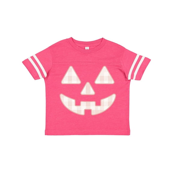 Inktastic Plaid Pastel Pink Pumpkin Face Halloween Decor Girls Toddler T-Shirt