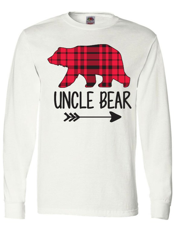 Plaid Uncle Bear with Arrow Long Sleeve T-Shirt