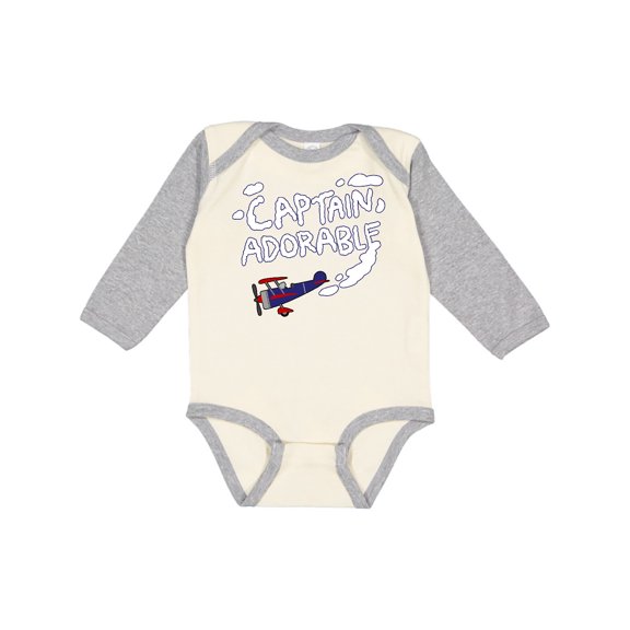 Inktastic Plane Captain Adorable Boys Long Sleeve Baby Bodysuit