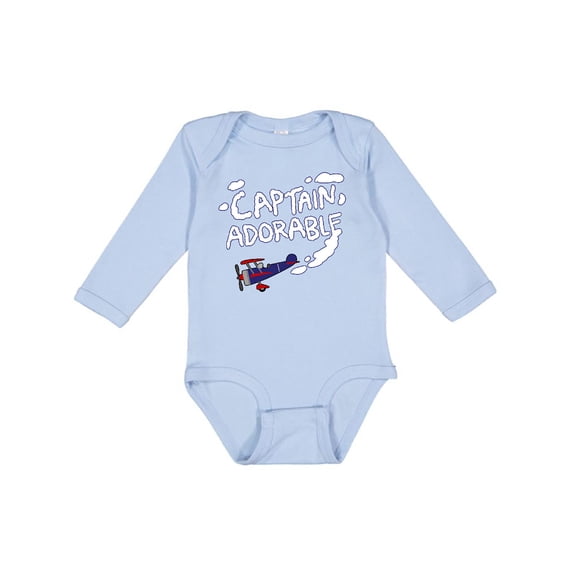 Inktastic Plane Captain Adorable Boys Long Sleeve Baby Bodysuit