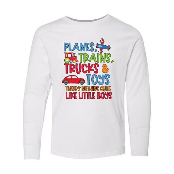 Inktastic Planes Trains Trucks and Toys Nothing Quite Like Little Boys Long Sleeve Youth T-Shirt