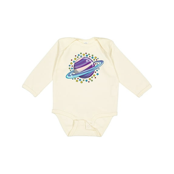 Inktastic Planet Saturn with Stars Boys or Girls Long Sleeve Baby Bodysuit