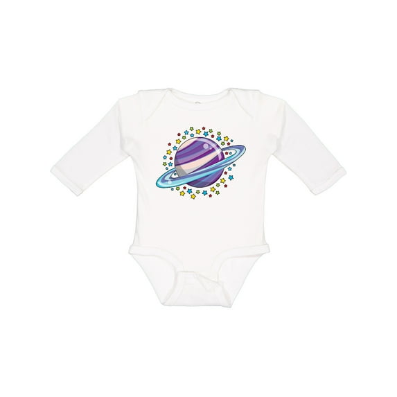 Inktastic Planet Saturn with Stars Boys or Girls Long Sleeve Baby Bodysuit