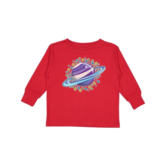Inktastic Planet Saturn with Stars Boys or Girls Long Sleeve Toddler T-Shirt
