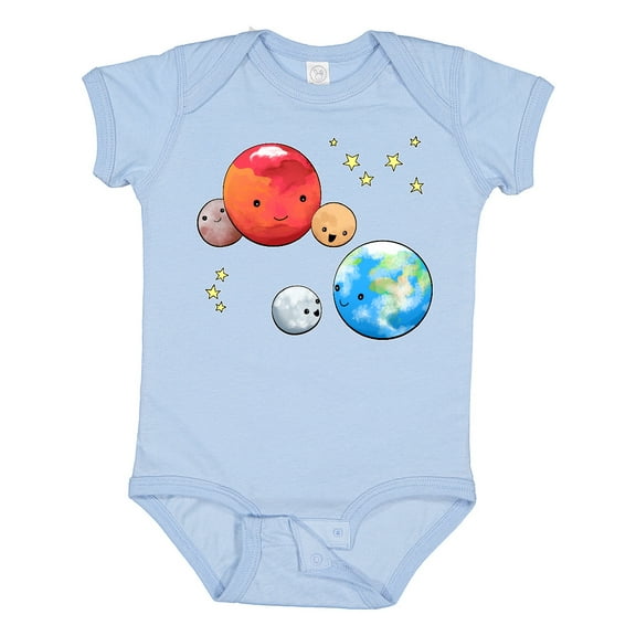 Inktastic Planetary Playdate Cute Earth, Mars, and Moons Boys or Girls Baby Bodysuit