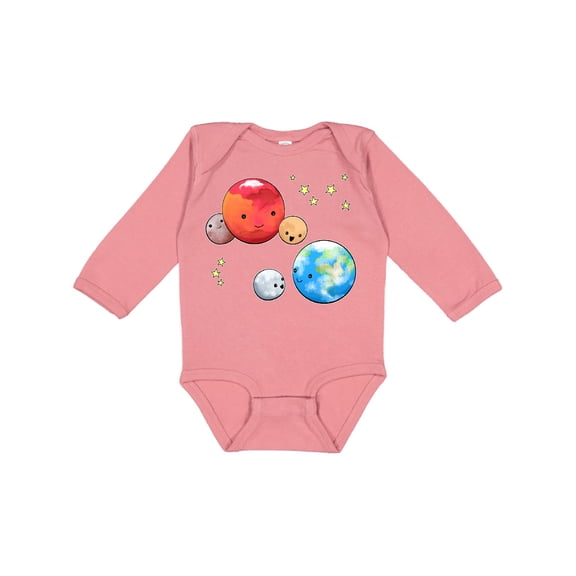 Inktastic Planetary Playdate Cute Earth, Mars, and Moons Boys or Girls Long Sleeve Baby Bodysuit