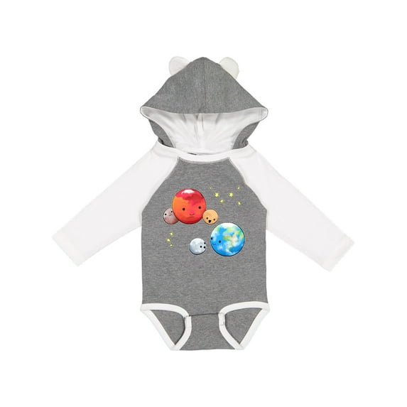 Inktastic Planetary Playdate Cute Earth, Mars, and Moons Boys or Girls Long Sleeve Baby Bodysuit