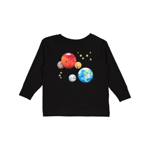 Inktastic Planetary Playdate Cute Earth, Mars, and Moons Boys or Girls Long Sleeve Toddler T-Shirt
