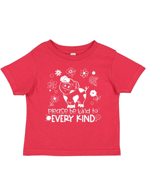 Please Be Kind to Every Kind Cute Pig and Flowers Boys or Girls Baby T-Shirt