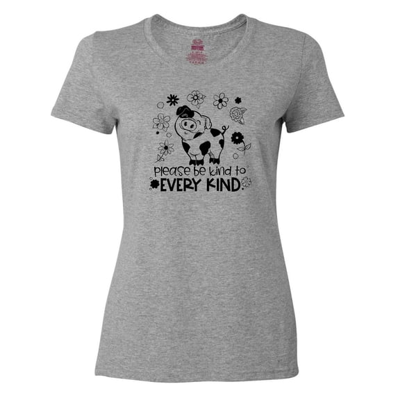 Inktastic Please Be Kind to Every Kind Cute Pig and Flowers Women's T-Shirt