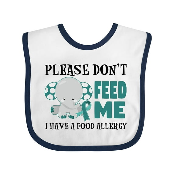Inktastic Please Dont Feed Me I Have a Food Allergy with Elephant and Ribbon Boys or Girls Baby Bib