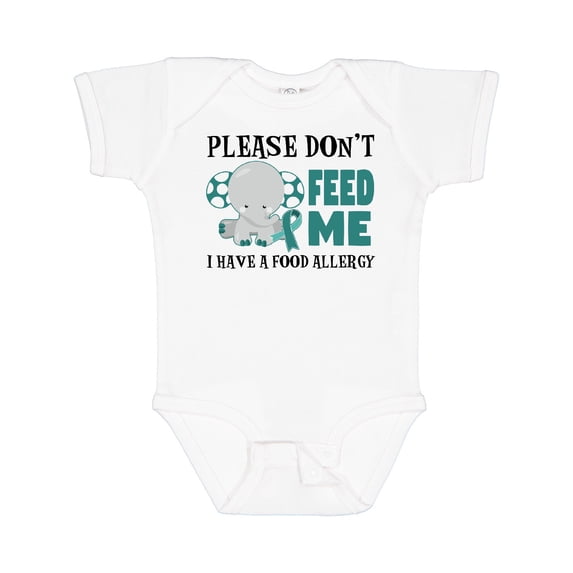 Inktastic Please Dont Feed Me I Have a Food Allergy with Elephant and Ribbon Boys or Girls Baby Bodysuit
