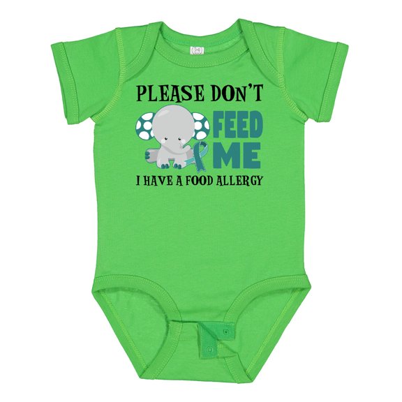 Inktastic Please Dont Feed Me I Have a Food Allergy with Elephant and Ribbon Boys or Girls Baby Bodysuit