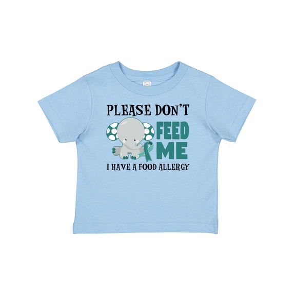 Inktastic Please Dont Feed Me I Have a Food Allergy with Elephant and Ribbon Boys or Girls Baby T-Shirt