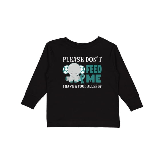 Inktastic Please Dont Feed Me I Have a Food Allergy with Elephant and Ribbon Boys or Girls Long Sleeve Toddler T-Shirt