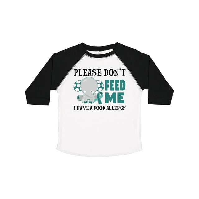 "Please Don't Feed Me" Food Allergy Baby Bodysuit | Elephant Design With Teal Ribbon
