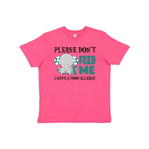 Inktastic Please Dont Feed Me I Have a Food Allergy with Elephant and Ribbon Youth T-Shirt