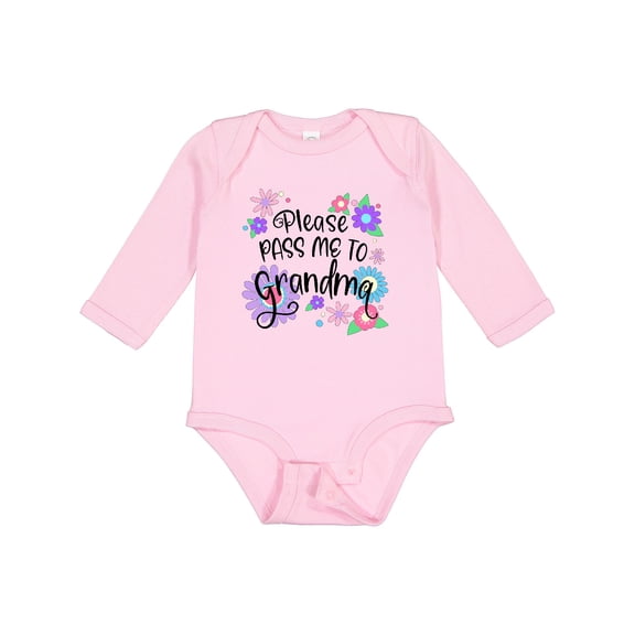 Inktastic Please Pass Me to Grandma with Flowers Boys or Girls Long Sleeve Baby Bodysuit