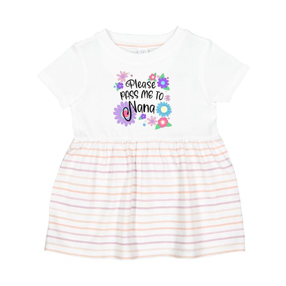 Inktastic Please Pass Me to Nana with Flowers Girls Baby Dress