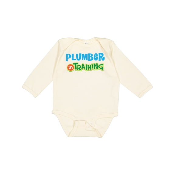 Inktastic Plumber in Training Boys or Girls Long Sleeve Baby Bodysuit