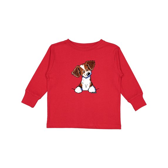 Inktastic Pocket Brittany Spaniel Boys or Girls Long Sleeve Toddler T-Shirt