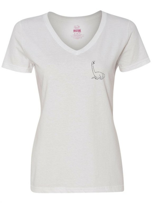 Pocket Dino Roaring Brontosaurus Women's V-Neck T-Shirt