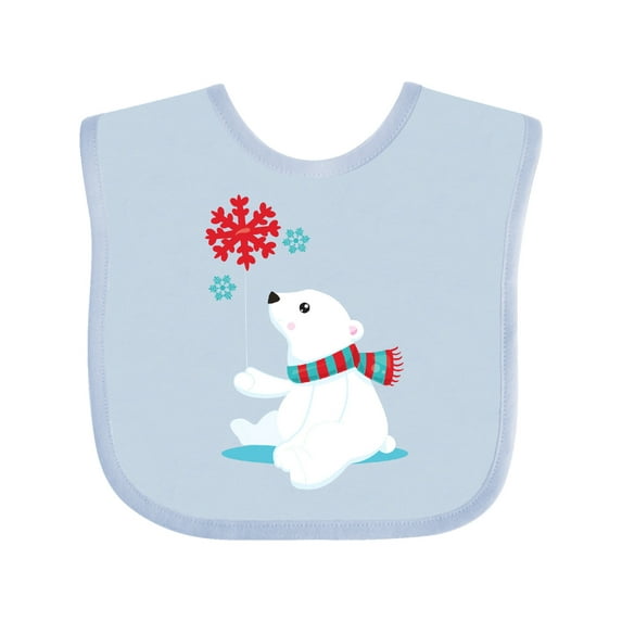Inktastic Polar Bear, Bear with Scarf, Cute Bear, Snowflakes Boys or Girls Baby Bib