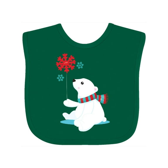 Inktastic Polar Bear, Bear with Scarf, Cute Bear, Snowflakes Boys or Girls Baby Bib