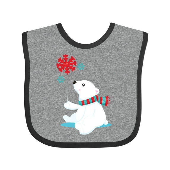 Inktastic Polar Bear, Bear with Scarf, Cute Bear, Snowflakes Boys or Girls Baby Bib