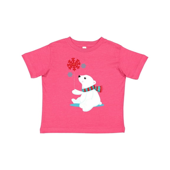 Inktastic Polar Bear, Bear with Scarf, Cute Bear, Snowflakes Boys or Girls Toddler T-Shirt