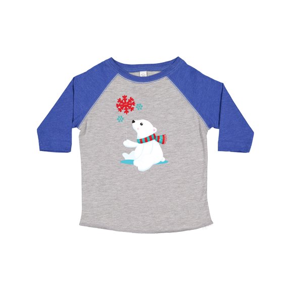 Inktastic Polar Bear, Bear with Scarf, Cute Bear, Snowflakes Boys or Girls Toddler T-Shirt