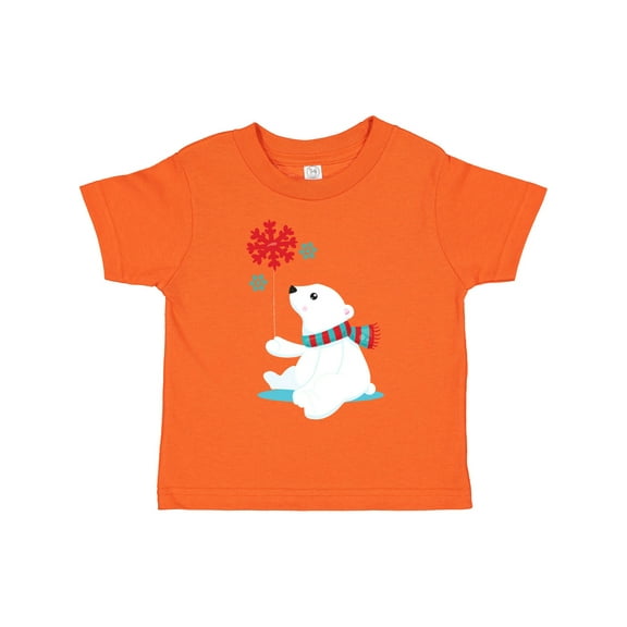 Inktastic Polar Bear, Bear with Scarf, Cute Bear, Snowflakes Boys or Girls Toddler T-Shirt