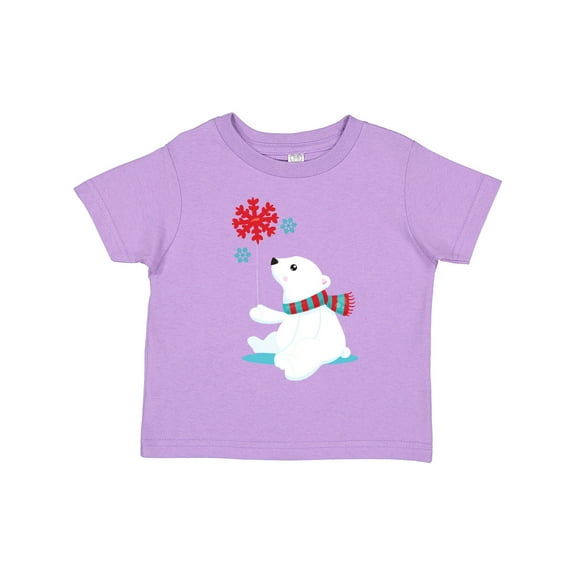 Inktastic Polar Bear, Bear with Scarf, Cute Bear, Snowflakes Boys or Girls Toddler T-Shirt