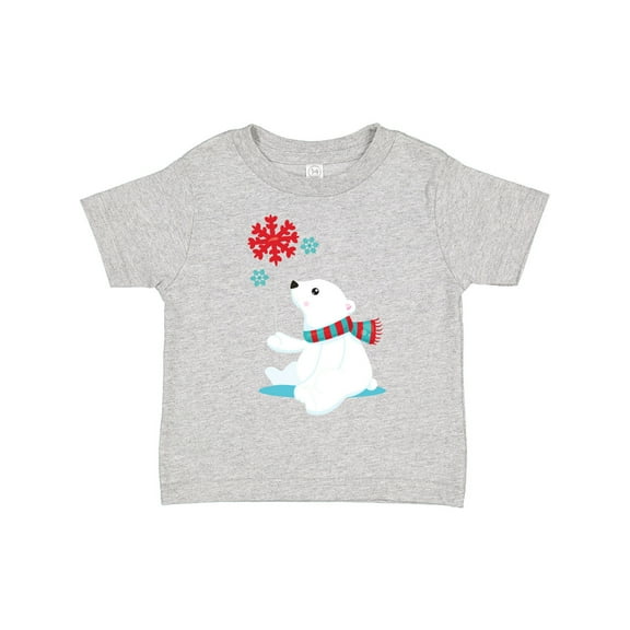 Inktastic Polar Bear, Bear with Scarf, Cute Bear, Snowflakes Boys or Girls Toddler T-Shirt