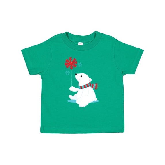 Inktastic Polar Bear, Bear with Scarf, Cute Bear, Snowflakes Boys or Girls Toddler T-Shirt