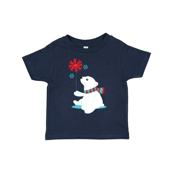 Inktastic Polar Bear, Bear with Scarf, Cute Bear, Snowflakes Boys or Girls Toddler T-Shirt