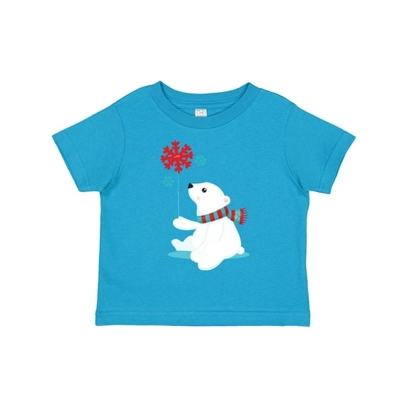 Inktastic Polar Bear, Bear with Scarf, Cute Bear, Snowflakes Boys or Girls Toddler T-Shirt