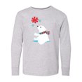 thumbnail image 1 of Inktastic Polar Bear, Bear with Scarf, Cute Bear, Snowflakes Long Sleeve Youth T-Shirt, 1 of 5