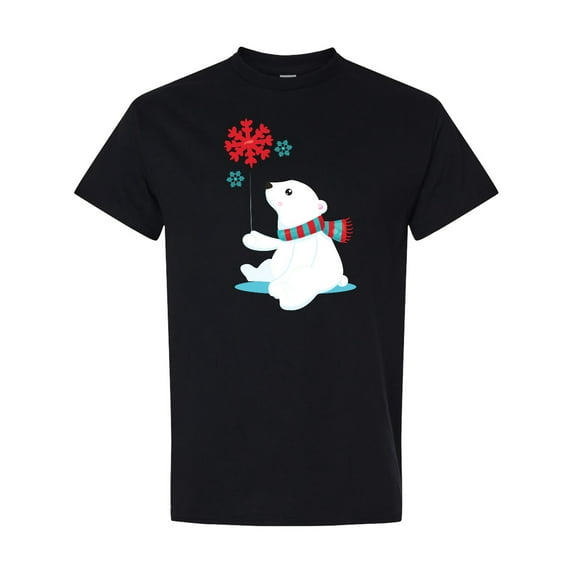 Inktastic Polar Bear, Bear with Scarf, Cute Bear, Snowflakes T-Shirt