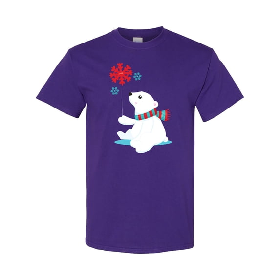 Inktastic Polar Bear, Bear with Scarf, Cute Bear, Snowflakes T-Shirt