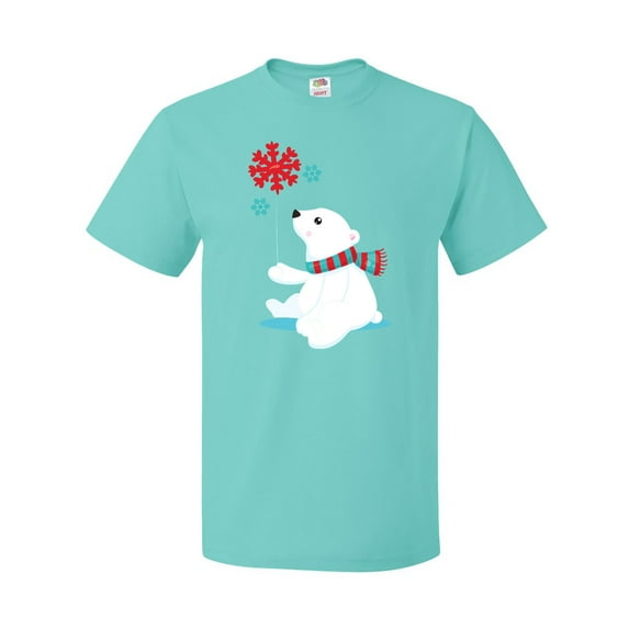 Inktastic Polar Bear, Bear with Scarf, Cute Bear, Snowflakes T-Shirt