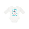 thumbnail image 1 of Inktastic Polar Bear My Auntie Loves Me in Santa Hat with Snowflakes Boys or Girls Long Sleeve Baby Bodysuit, 1 of 5