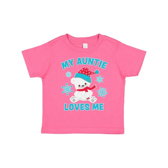 Inktastic Polar Bear My Auntie Loves Me in Santa Hat with Snowflakes Boys or Girls Toddler T-Shirt