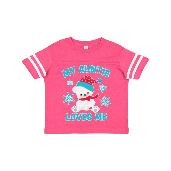 Inktastic Polar Bear My Auntie Loves Me in Santa Hat with Snowflakes Boys or Girls Toddler T-Shirt