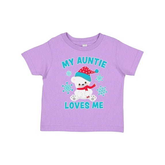 Inktastic Polar Bear My Auntie Loves Me in Santa Hat with Snowflakes Boys or Girls Toddler T-Shirt